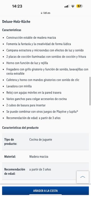 Cocinita Lidl Nueva en Caja precio en tienda 110