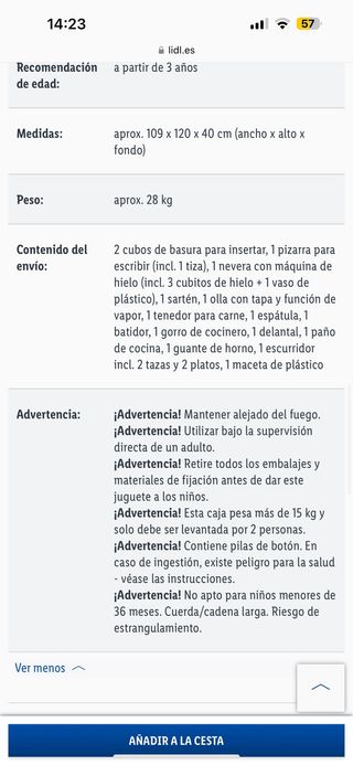 Cocinita Lidl Nueva en Caja precio en tienda 110