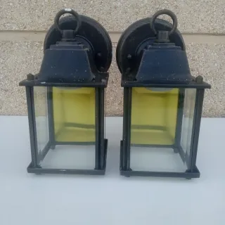 2 Apliques Forja Negro y Amarillo