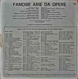 LP Famose Arie Da Opere Clásica