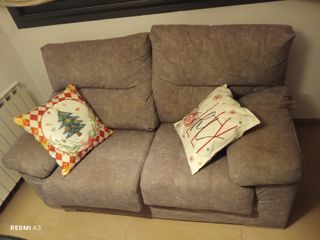 Sofá 2 Plazas Gris Tela