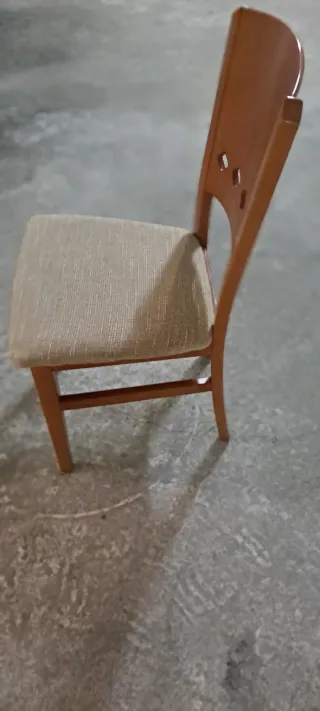 6 Sillas de Comedor Madera y Tela Beige