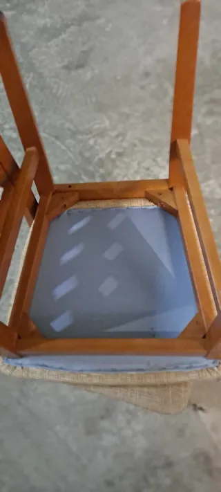 6 Sillas de Comedor Madera y Tela Beige