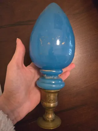 Pomo Escalera Antiguo Azul Latón