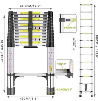 Escalera telescópica 3,8m. Acero Inoxidable