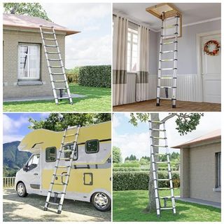 Escalera telescópica 3,8m. Acero Inoxidable