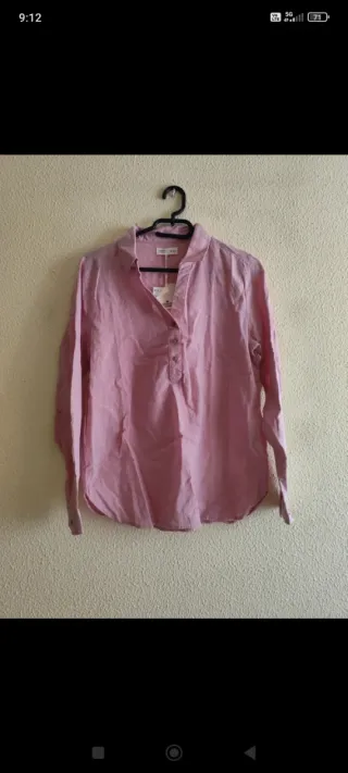 Camisa de lino rosa