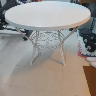 Mesa redonda forja blanca