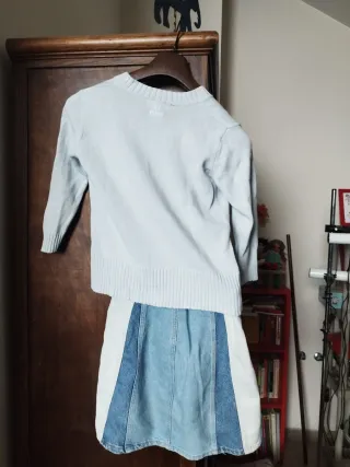 Conjunto falda vaquera y suéter algodón