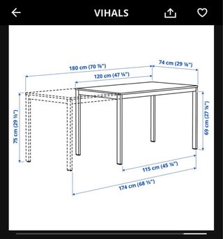 Mesa extensible Vihals Ikea blanca + 4 sillas