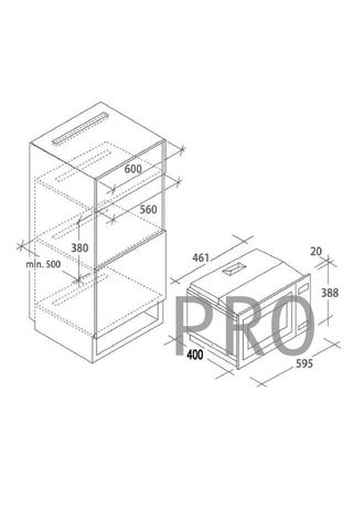 Microondas de encastre con grill, 25 L, 900 W