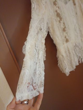 Camicetta donna pizzo oro e bianco