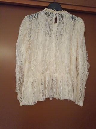 Camicetta donna pizzo oro e bianco