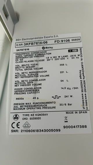 Frigorífico Balay 2m x 60cm