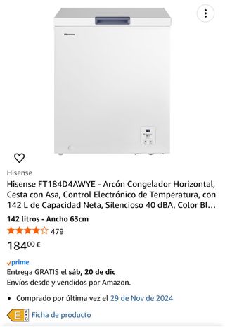 Hisense Arcón Congelador 142L FT184D4AW