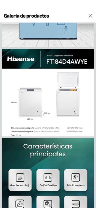 Hisense Arcón Congelador 142L FT184D4AW