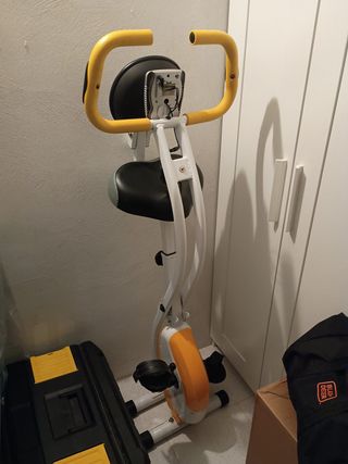 Bicicleta Estática Plegable Naranja y Blanca
