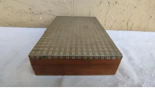 Cofanetto porta sigarette tabacco legno e argento