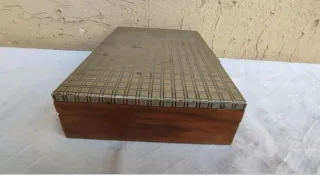 Cofanetto porta sigarette tabacco legno e argento