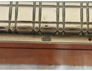 Cofanetto porta sigarette tabacco legno e argento