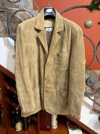 Giacca pelle scamosciata vintage uomo
