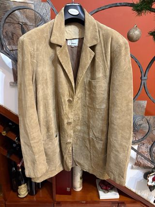 Giacca pelle scamosciata vintage uomo