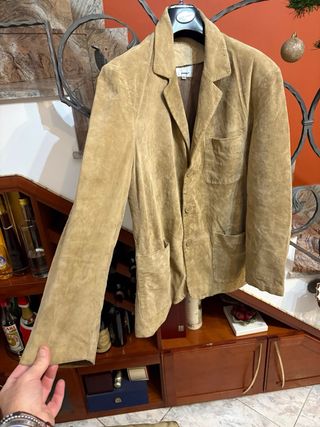 Giacca pelle scamosciata vintage uomo