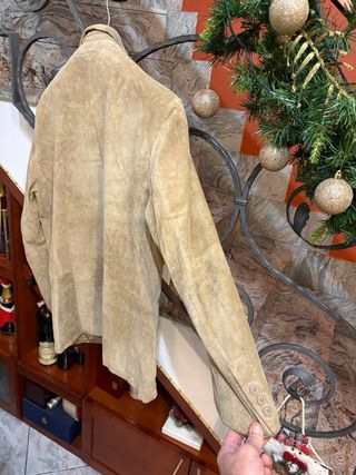 Giacca pelle scamosciata vintage uomo