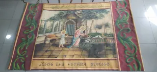 Tapiz antiguo firmado Jesús Les Estaba Sumiso.