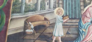 Tapiz antiguo firmado Jesús Les Estaba Sumiso.