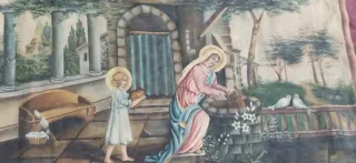 Tapiz antiguo firmado Jesús Les Estaba Sumiso.