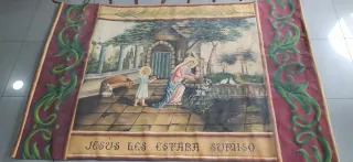 Tapiz antiguo firmado Jesús Les Estaba Sumiso.