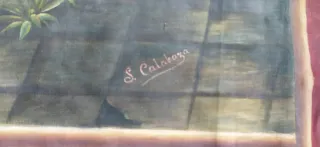 Tapiz antiguo firmado Jesús Les Estaba Sumiso.