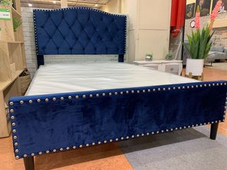 Cama Matrimonio Capitoné Azul 135x190cm