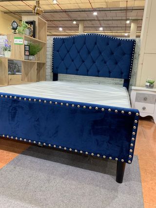 Cama Matrimonio Capitoné Azul 135x190cm