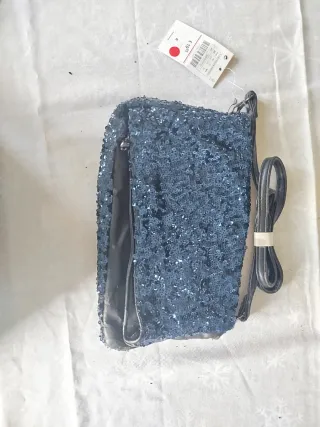 Shorts fiesta y bolso lentejuelas azul marino nuev