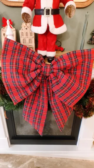 Lazo Decoración Navidad Tartán Rojo gigante