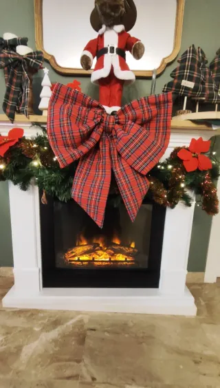 Lazo Decoración Navidad Tartán Rojo gigante