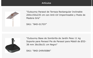 Parasol Rectangular Inclinable Outsunny