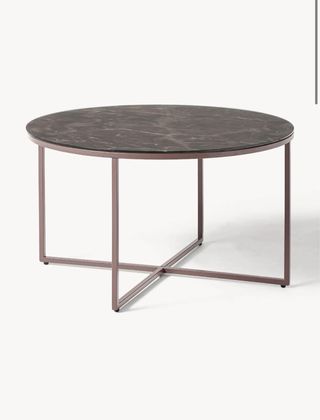 Mesa redonda estilo mármol y metal