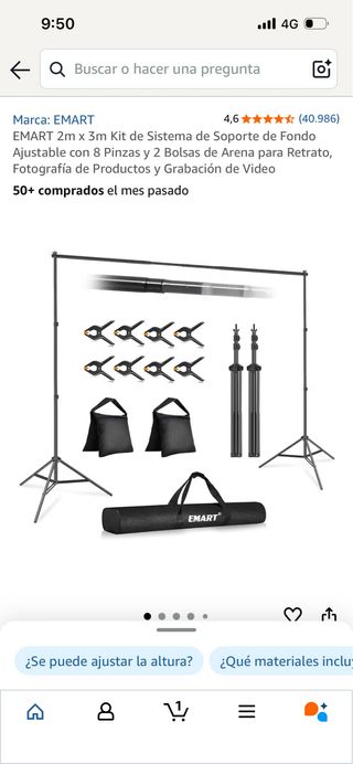 Kit Soporte Fondo Fotográfico EMART Croma