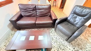 Sofá 2 plazas polipiel marrón