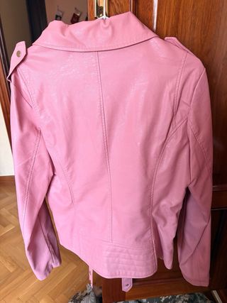 Chaqueta efecto cuero rosa Talla XL