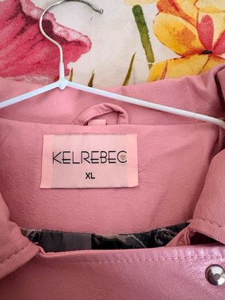 Chaqueta efecto cuero rosa Talla XL