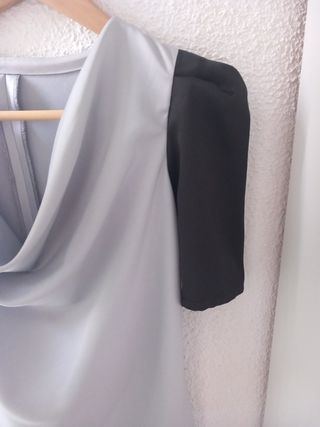 Vestido de fiesta gris y negro