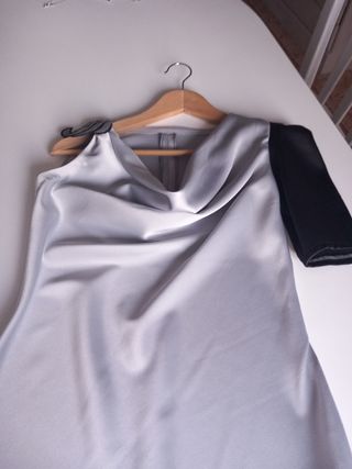 Vestido de fiesta gris y negro