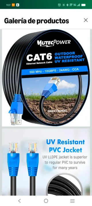 Marca MutecPower. Cable de Red Ethernet 30m