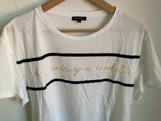Camiseta Massimo Dutti Blanca Rayas Negras L