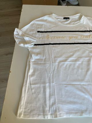 Camiseta Massimo Dutti Blanca Rayas Negras L