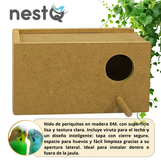 Nido Madera Periquitos 20cm + Viruta